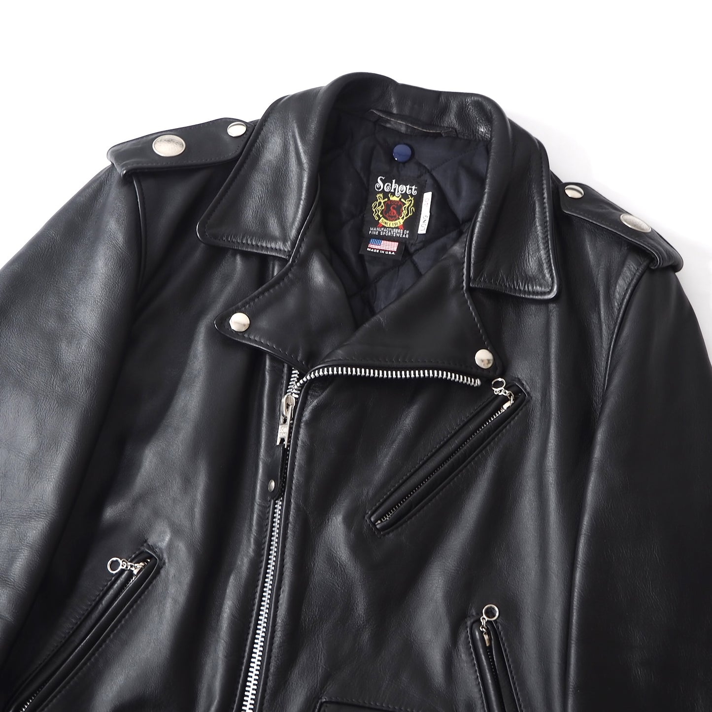 美品 ショット Schott USA製 7164 現行 レザー ダブルライダース ジャケット 40 ブラック メンズ 正規品 5-ZD015