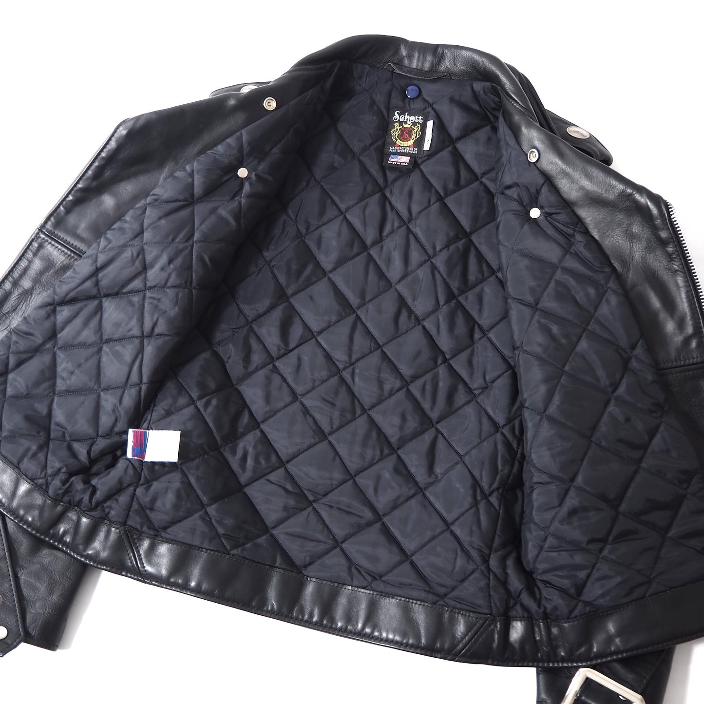 美品 ショット Schott USA製 7164 現行 レザー ダブルライダース ジャケット 40 ブラック メンズ 正規品 5-ZD015