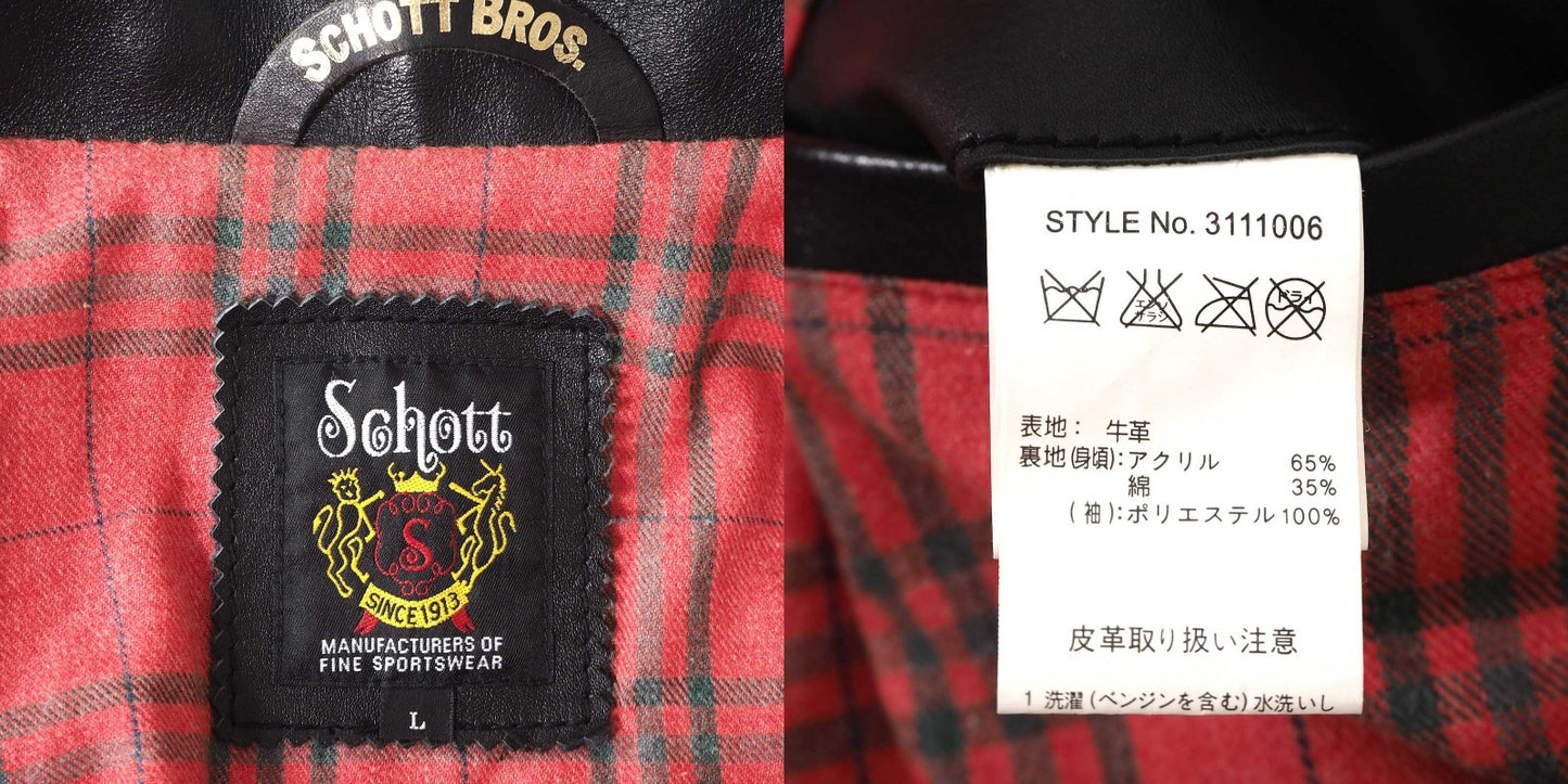 ショット Schott USA製 3111006 トラッカー ライダース レザー ジャケット L ブラック メンズ 正規品 5-ZD016