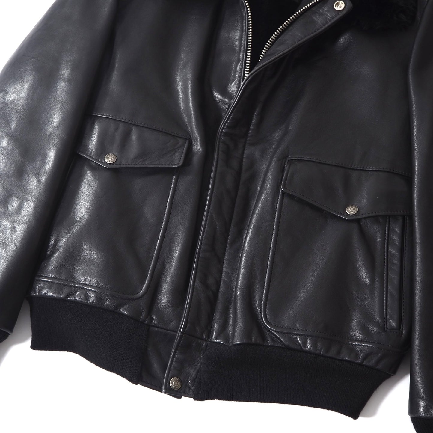 美品 ショット Schott 184sm USA製 近年モデル 襟付き ボアライナー レザー フライトジャケット 40 ブラック メンズ 正規品 5-ZD019