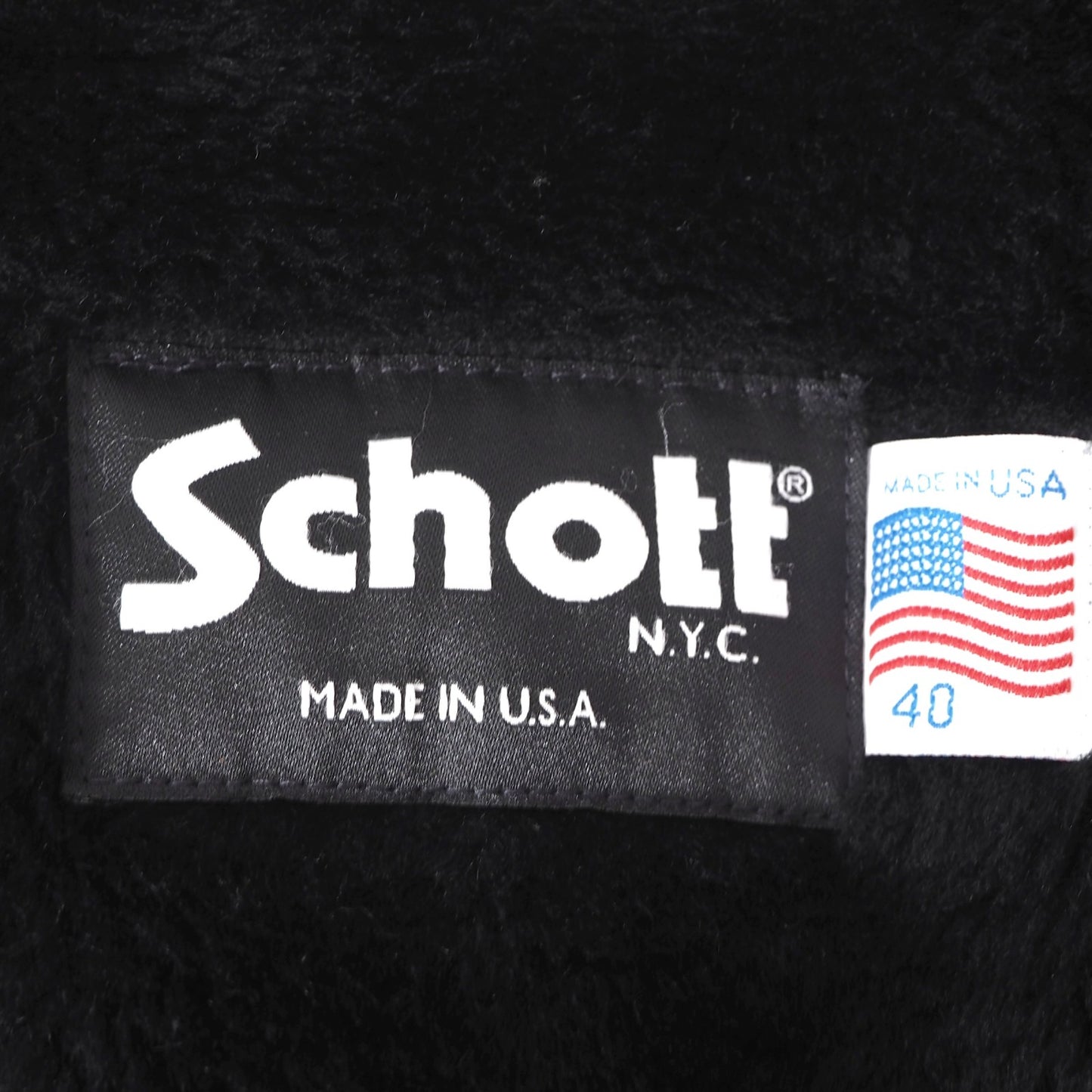 美品 ショット Schott 184sm USA製 近年モデル 襟付き ボアライナー レザー フライトジャケット 40 ブラック メンズ 正規品 5-ZD019