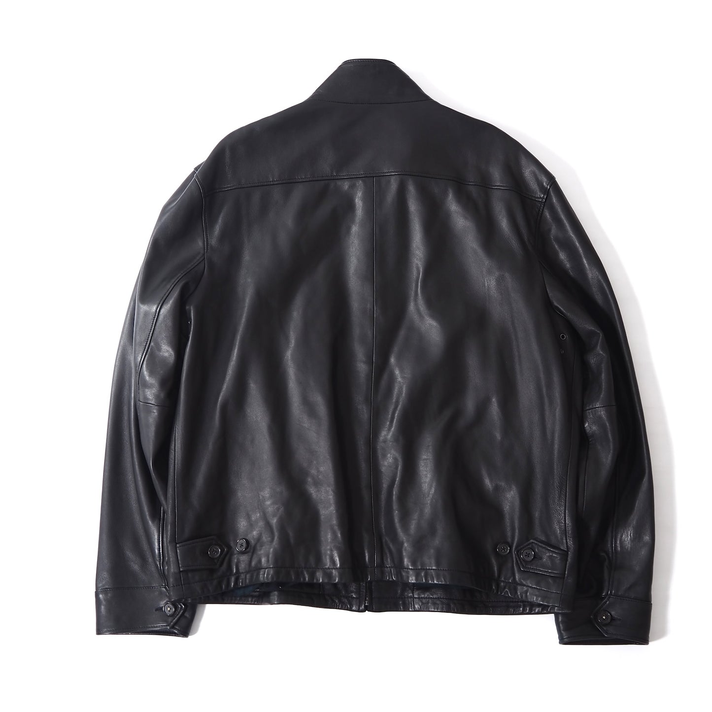 POLO RALPH LAUREN ポロラルフローレン スタンドカラー ラムレザー ジャケット 裏地チェック XL ブラック メンズ 正規品 5-ZD023