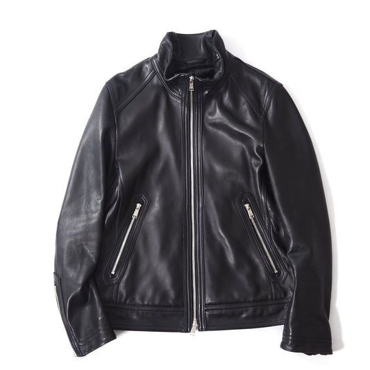 ブラックレーベルクレストブリッジ BLACK LABEL CRESTBRIDGE ラムレザー ライダース ジャケット L ブラック メンズ 正規品 5-ZE009