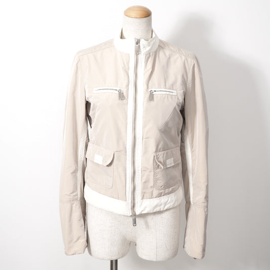 エンポリオアルマーニ EMPORIO ARMANI ジップアップ パデッド ジャケット 38 ライトベージュ ホワイト レディース 正規品 5-ZE046