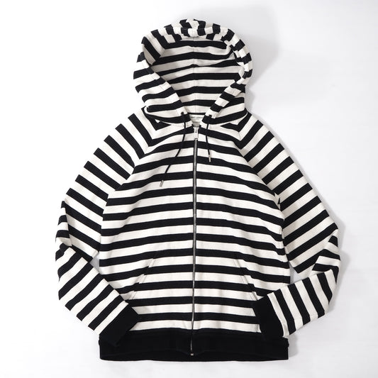 サンローランパリ SAINT LAURENT PARIS ジップアップ フーディ パーカー L ブラック ホワイト メンズ 正規品 5-ZE059