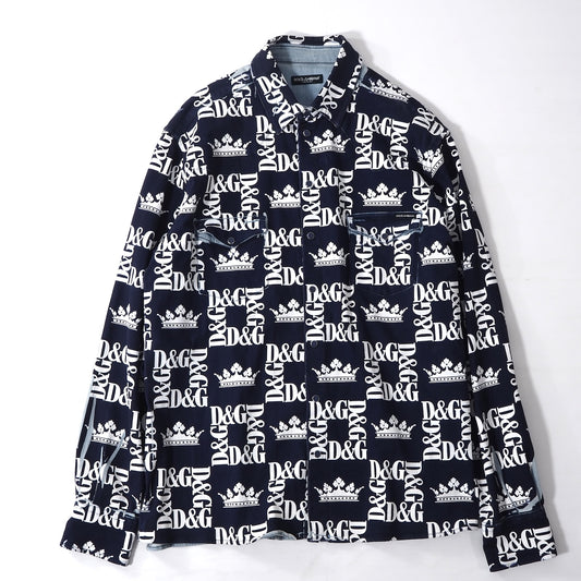 ドルチェ＆ガッバーナ DOLCE＆GABBANA ロゴ ペイント シャツジャケット 42 ネイビー メンズ 正規品 5-ZE063