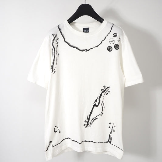 ナンバーナイン NUMBER(N)INE コットン カート期 BLANK GENERATION 総柄 半袖 Tシャツ ３ ホワイト メンズ 正規品 5-ZE088