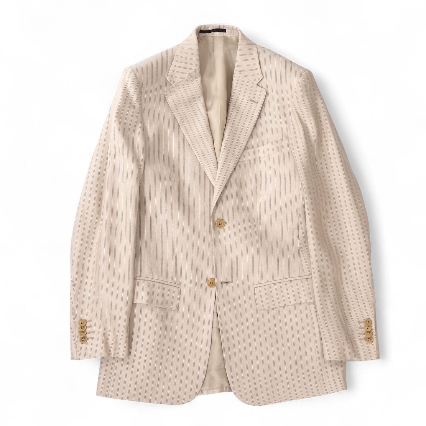 極美品 ヴァレンティノ VALENTINO リネン シルク テーラード ジャケット 44 ライトベージュ メンズ 正規品 5-ZF001
