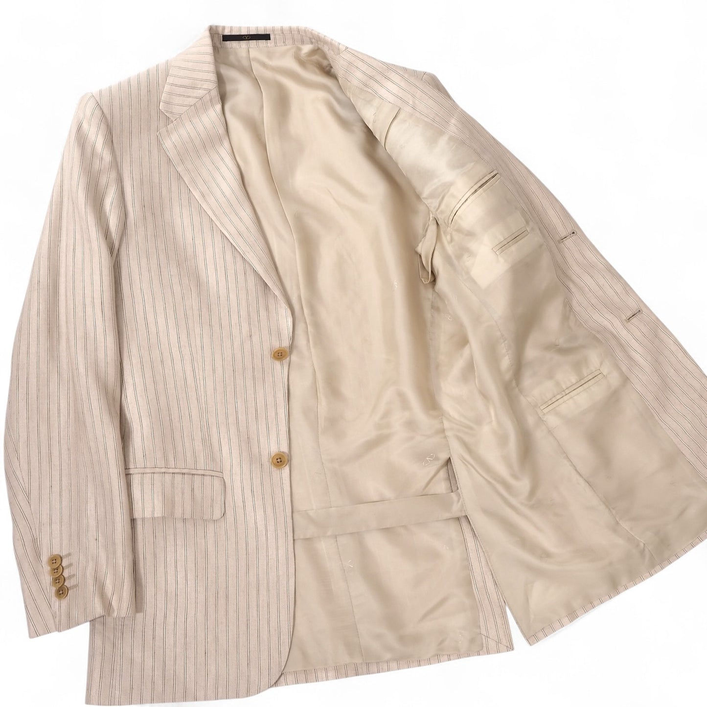 極美品 ヴァレンティノ VALENTINO リネン シルク テーラード ジャケット 44 ライトベージュ メンズ 正規品 5-ZF001