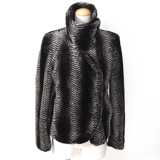 美品 エンポリオアルマーニ EMPORIO ARMANI エコファー コート ジャケット 38 グレー レディース 正規品 5-ZF003