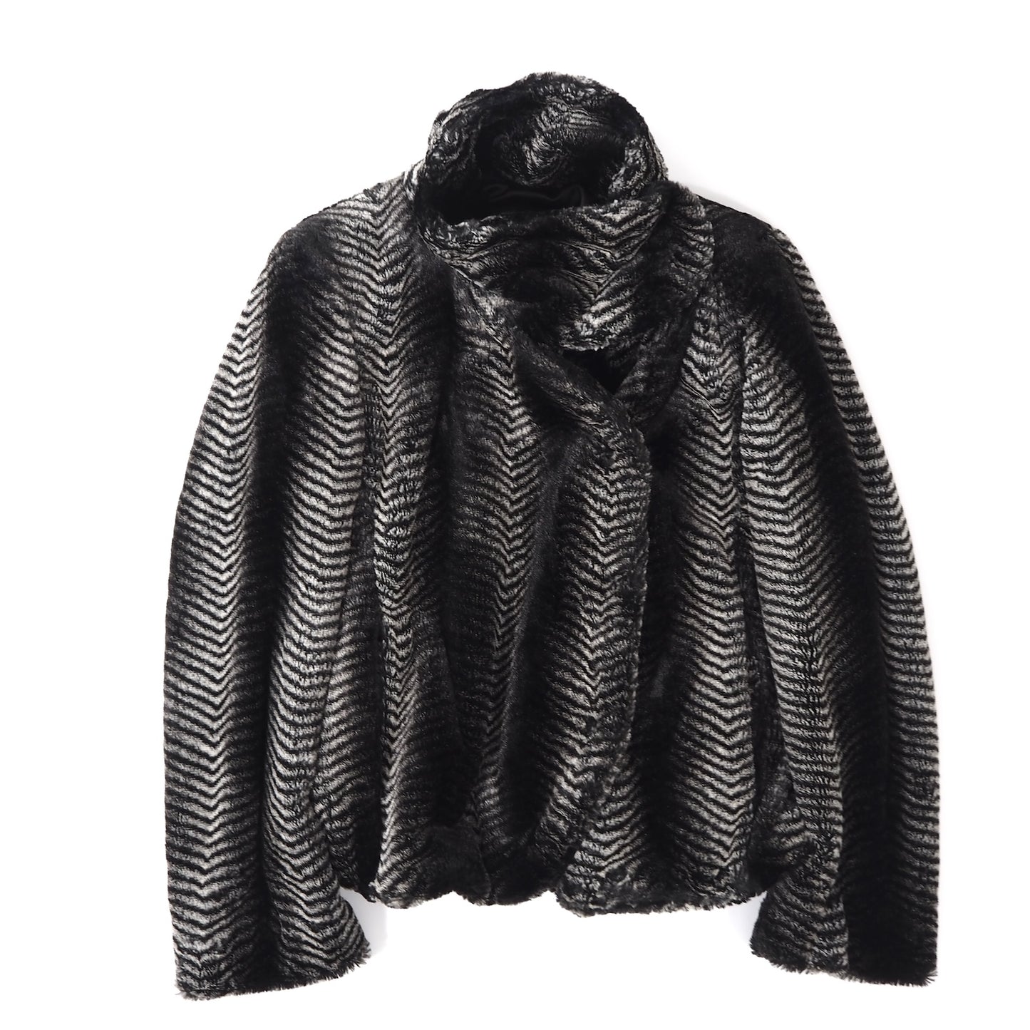 美品 エンポリオアルマーニ EMPORIO ARMANI エコファー コート ジャケット 38 グレー レディース 正規品 5-ZF003