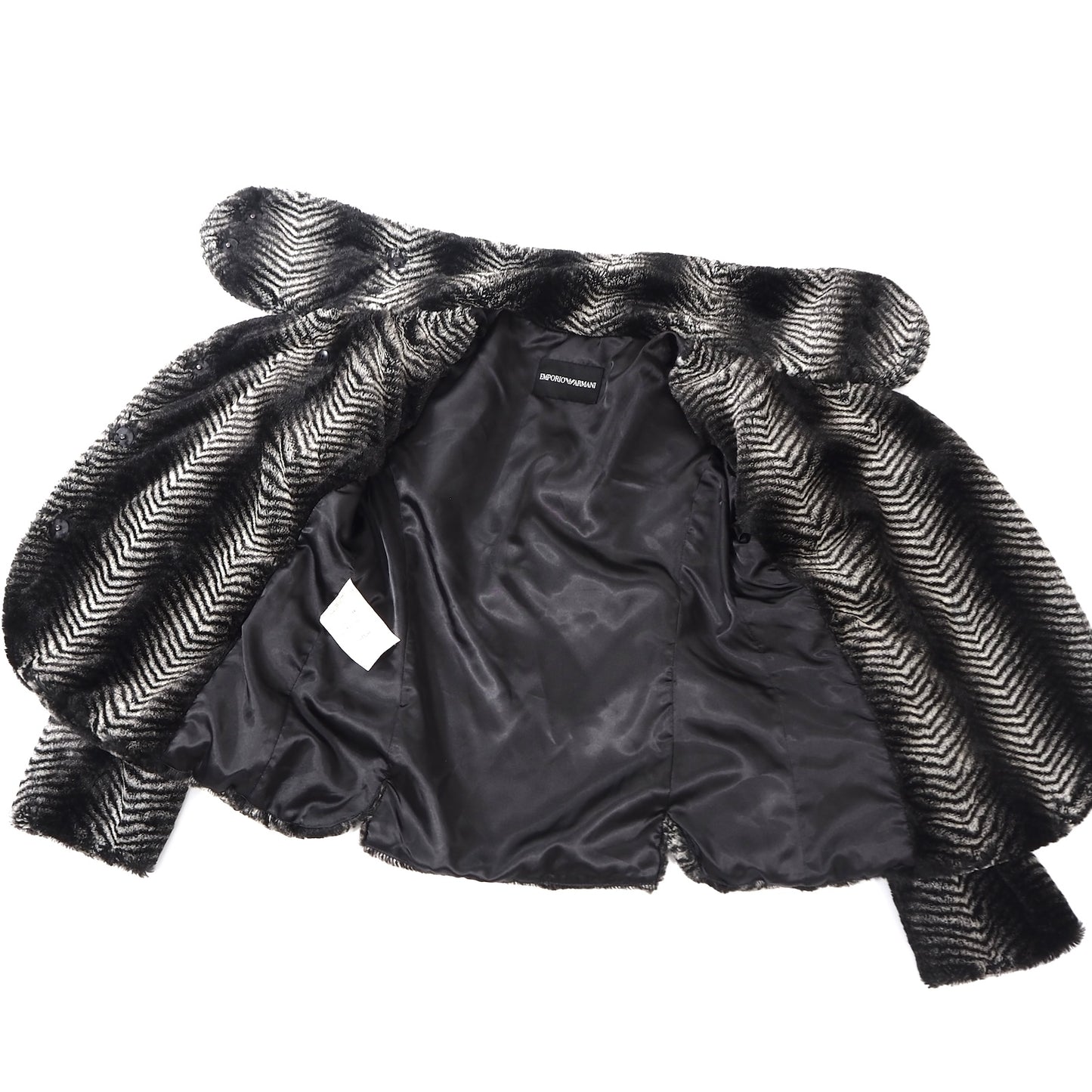 美品 エンポリオアルマーニ EMPORIO ARMANI エコファー コート ジャケット 38 グレー レディース 正規品 5-ZF003