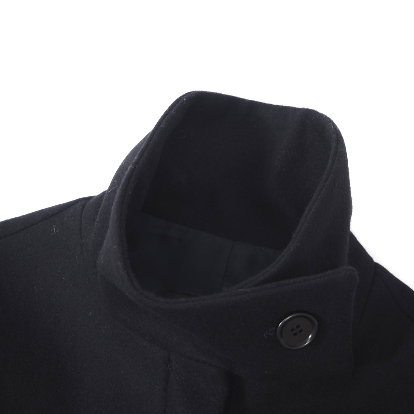 美品 エンポリオアルマーニ EMPORIO ARMANI ウール スタンドカラー フレア ロングコート 38 ブラック レディース 正規品 5-ZF006