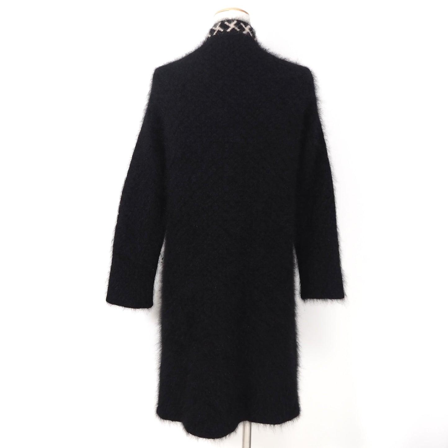 美品 エンポリオアルマーニ EMPORIO ARMANI モヘア ロング カーディガン 38 ブラック レディース 正規品 5-ZF008
