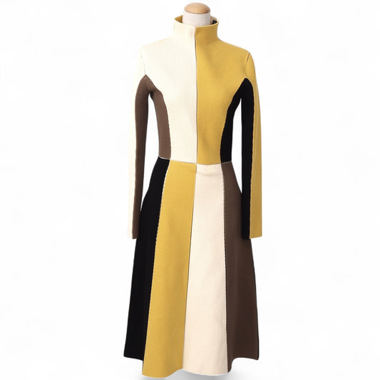 美品 サルヴァトーレフェラガモ Salvatore Ferragamo 切り替え ニット ロングワンピース S マルチカラー レディース 正規品 5-ZF013