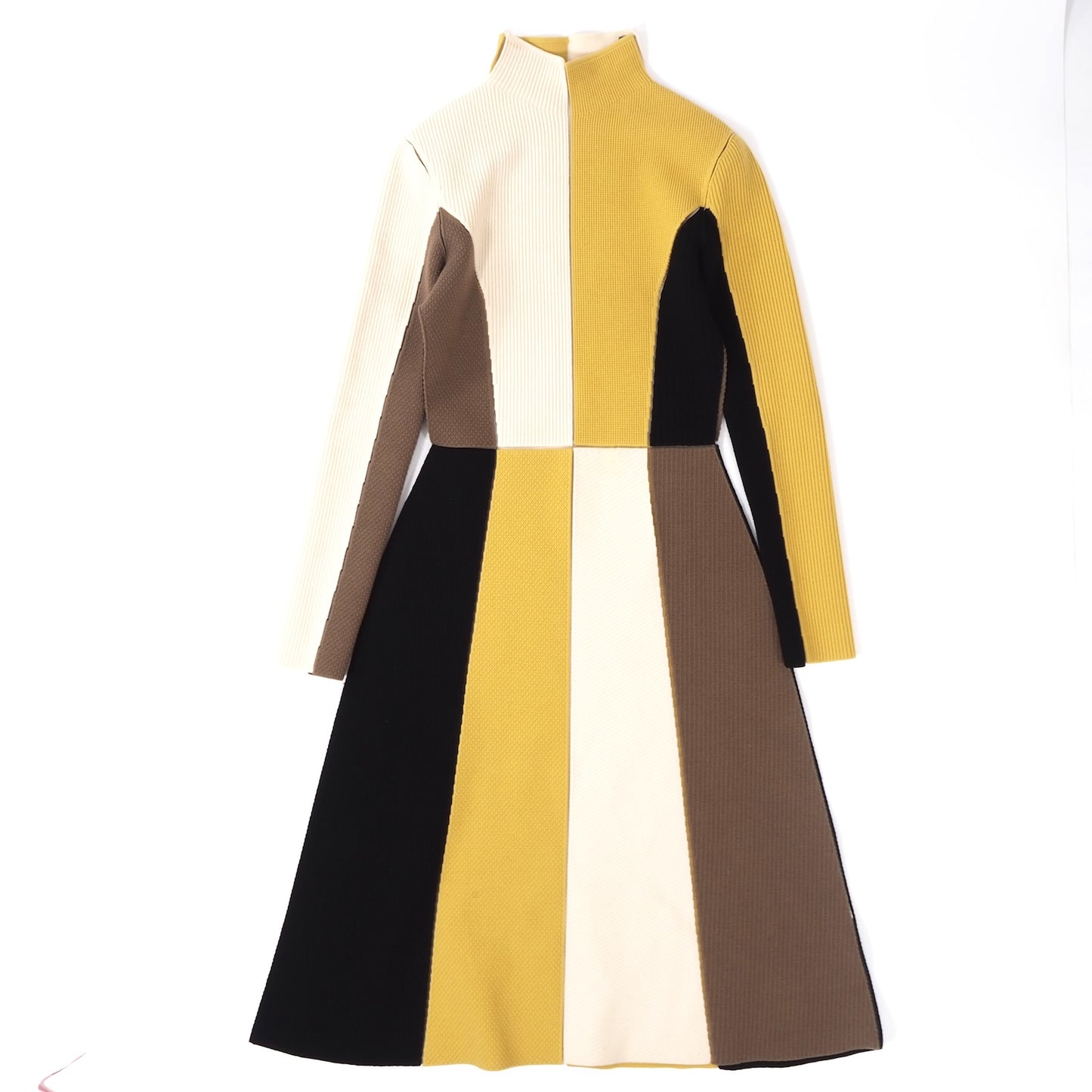 美品 サルヴァトーレフェラガモ Salvatore Ferragamo 切り替え ニット ロングワンピース S マルチカラー レディース 正規品 5-ZF013
