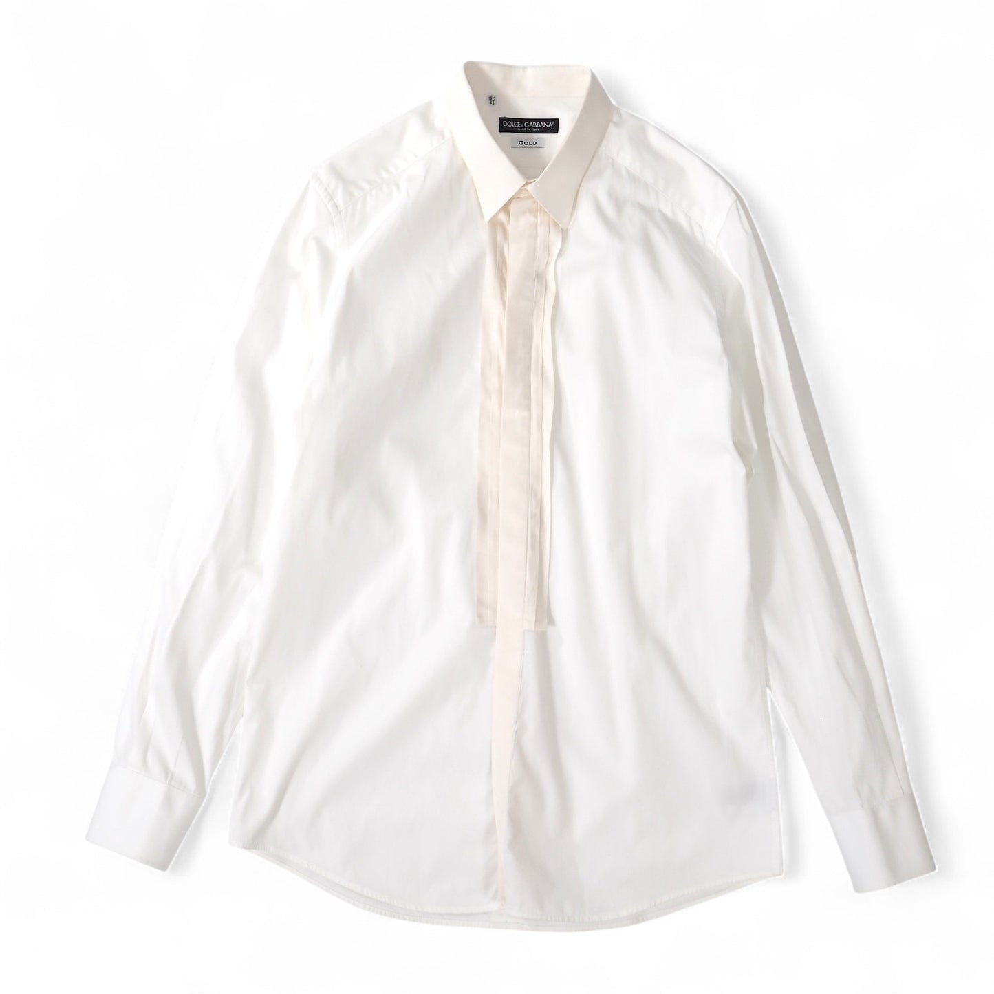 ドルチェ＆ガッバーナ DOLCE＆GABBANA コットン シルク ピンタック ドレスシャツ 42 XL ホワイト メンズ 正規品 5-ZF025