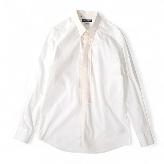 ドルチェ＆ガッバーナ DOLCE＆GABBANA コットン シルク ピンタック ドレスシャツ 42 XL ホワイト メンズ 正規品 5-ZF025