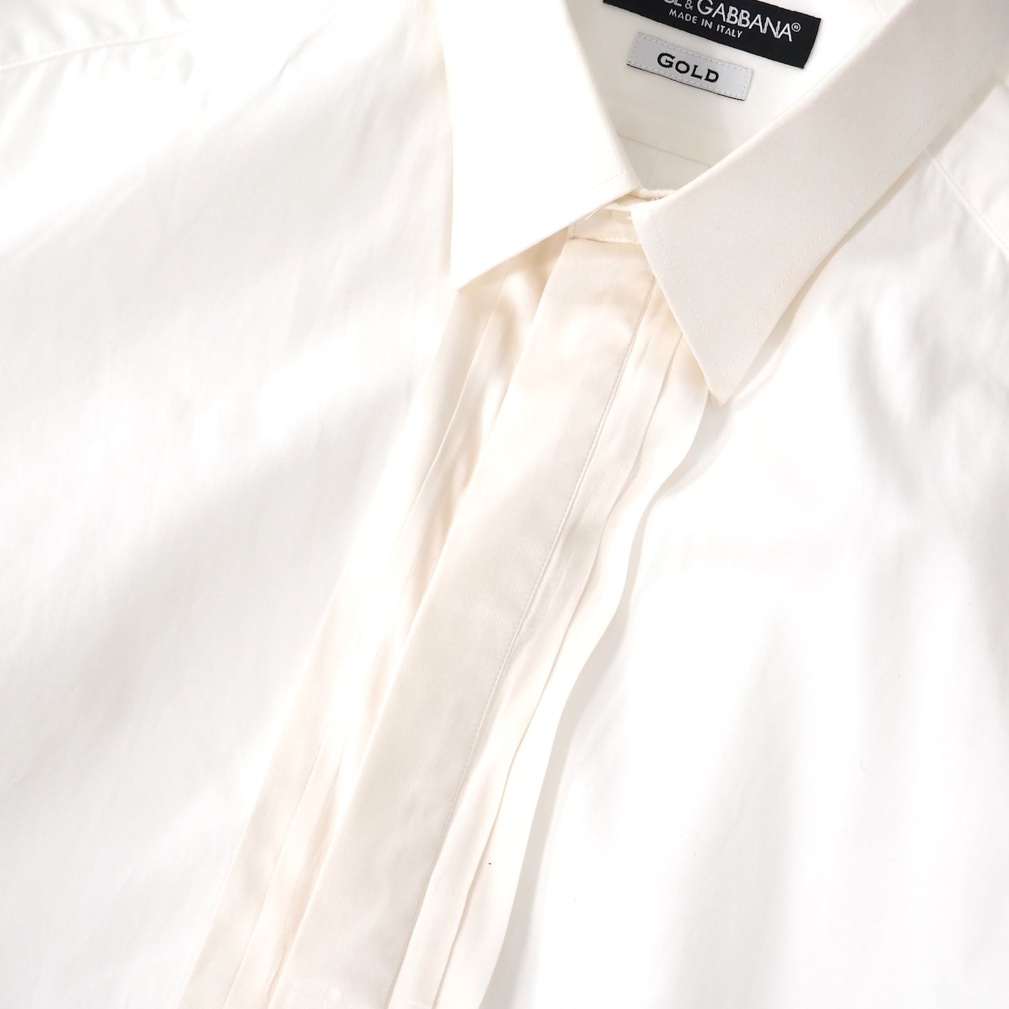 ドルチェ＆ガッバーナ DOLCE＆GABBANA コットン シルク ピンタック ドレスシャツ 42 XL ホワイト メンズ 正規品 5-ZF025
