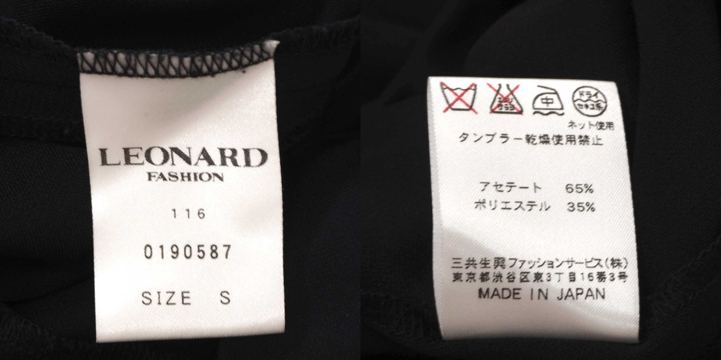 良品 レオナール LEONARD ストレッチ カンカン素材 花柄 ワンピース  S ブラック レディース 正規品 5-ZF028