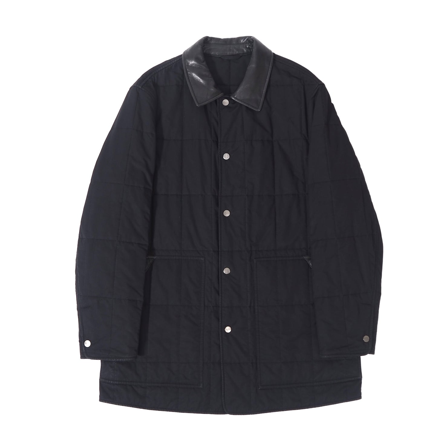 サルヴァトーレフェラガモ Salvatore Ferragamo レザーディテール キルティングジャケット コート 50 ブラック メンズ 正規品 5-ZF038