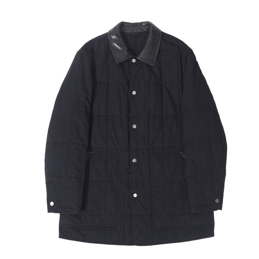 サルヴァトーレフェラガモ Salvatore Ferragamo レザーディテール キルティングジャケット コート 50 ブラック メンズ 正規品 5-ZF038