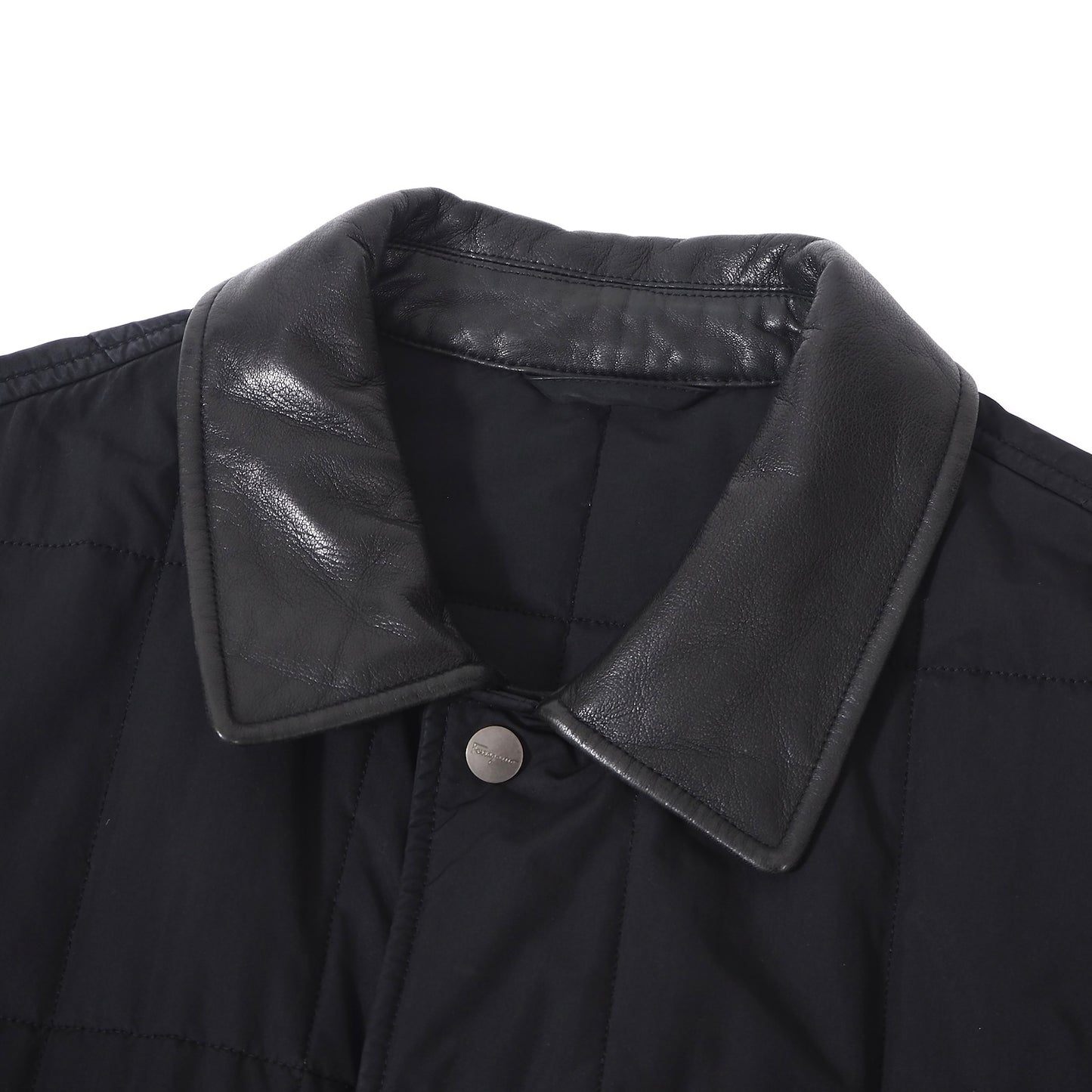 サルヴァトーレフェラガモ Salvatore Ferragamo レザーディテール キルティングジャケット コート 50 ブラック メンズ 正規品 5-ZF038