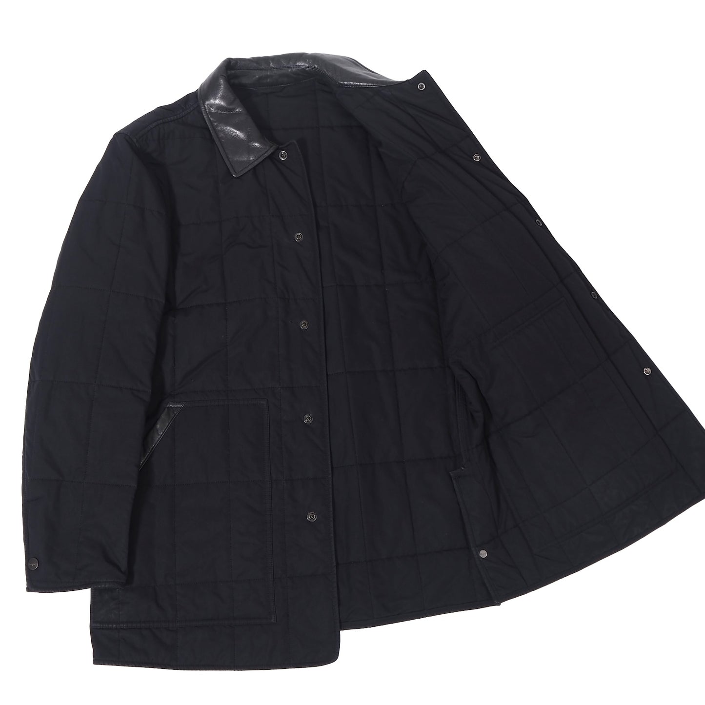 サルヴァトーレフェラガモ Salvatore Ferragamo レザーディテール キルティングジャケット コート 50 ブラック メンズ 正規品 5-ZF038