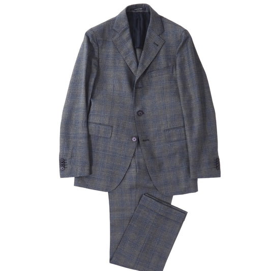 良品 タリアトーレ TAGLIATORE REDA ヴァージンウール スーツ セットアップ ジャケット パンツ 背抜き 44 グレー チェック メンズ 正規品 5-ZF041