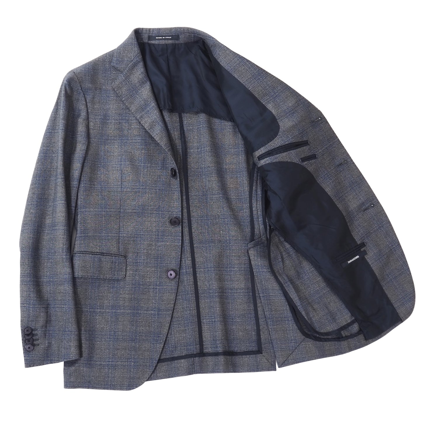 良品 タリアトーレ TAGLIATORE REDA ヴァージンウール スーツ セットアップ ジャケット パンツ 背抜き 44 グレー チェック メンズ 正規品 5-ZF041