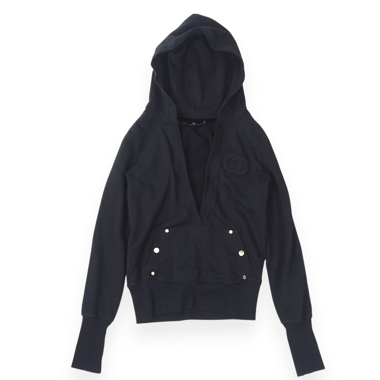 良品 グッチ GUCCI GG イタリア製 プルオーバー パーカー XS ブラック レディース 正規品 5-ZF049