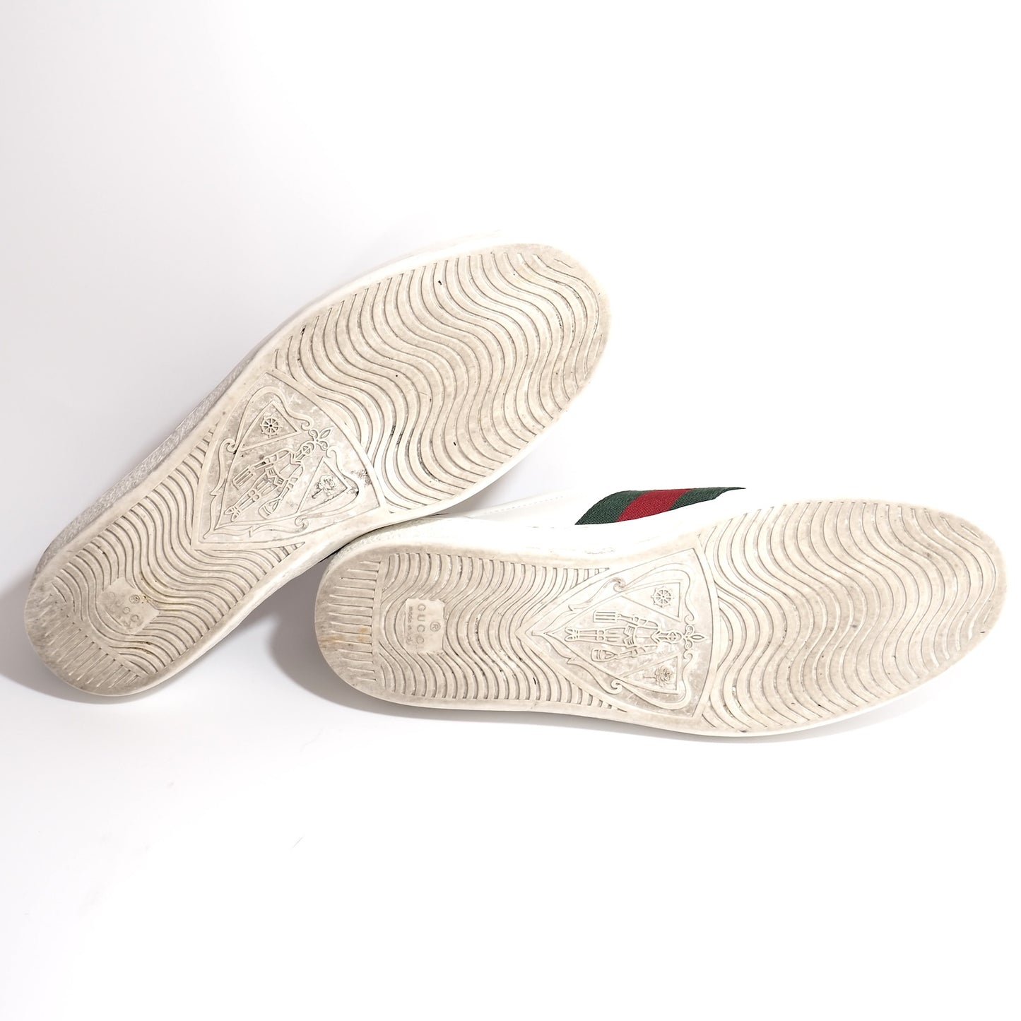グッチ GUCCI エース Ace シェリーライン Bee刺繍 レザー ローカット スニーカー 9.5 27.5-28cm相当 ホワイト メンズ 正規品 5-ZF051
