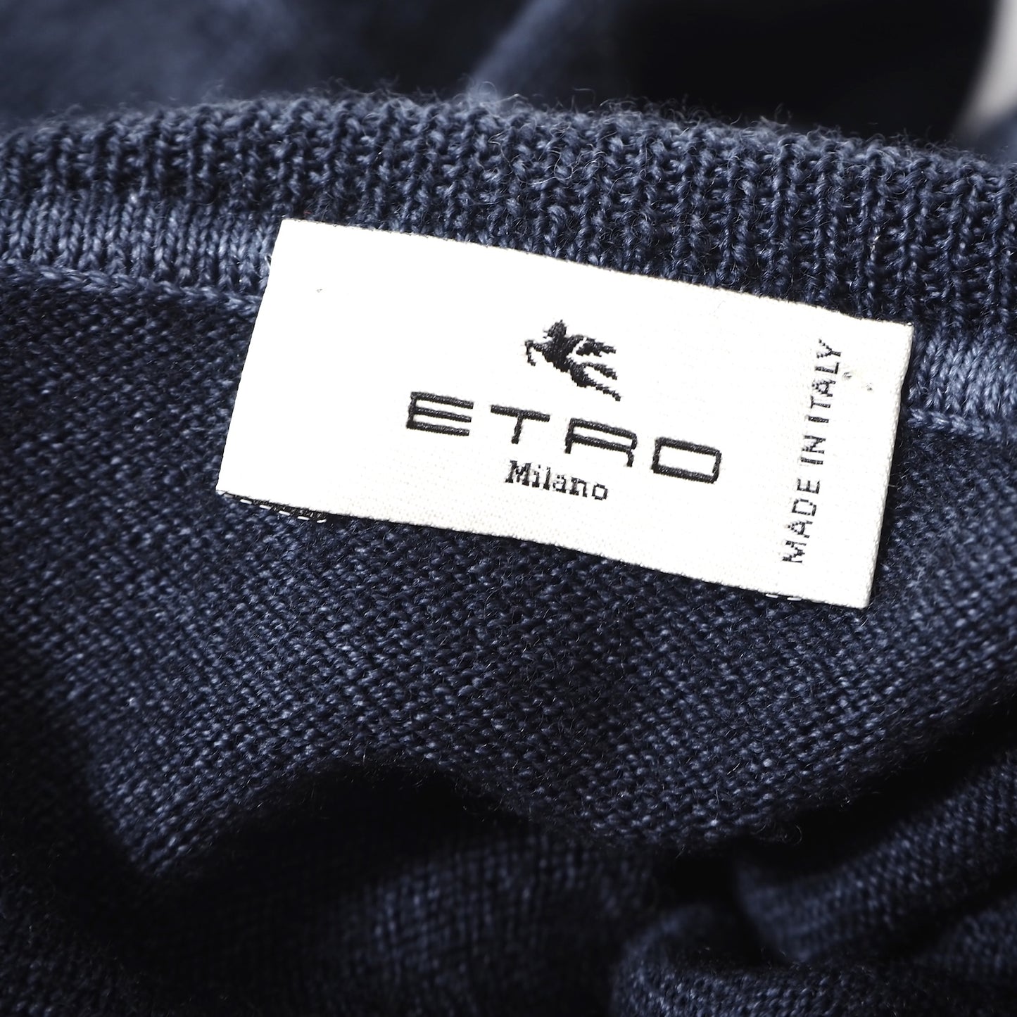 美品 エトロ ETRO 21年製 ウール タートルネック セーター XL ネイビー メンズ 正規品 5-ZF054