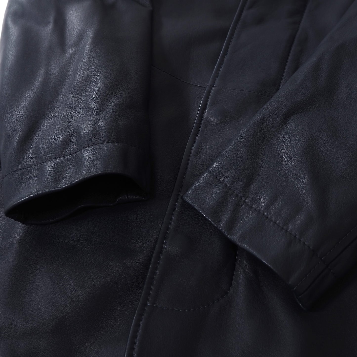 美品 ジョルジオアルマーニ GIORGIO ARMANI イタリア製 ラムレザー ジャケット 48 ダークネイビー メンズ 正規品 5-ZF058