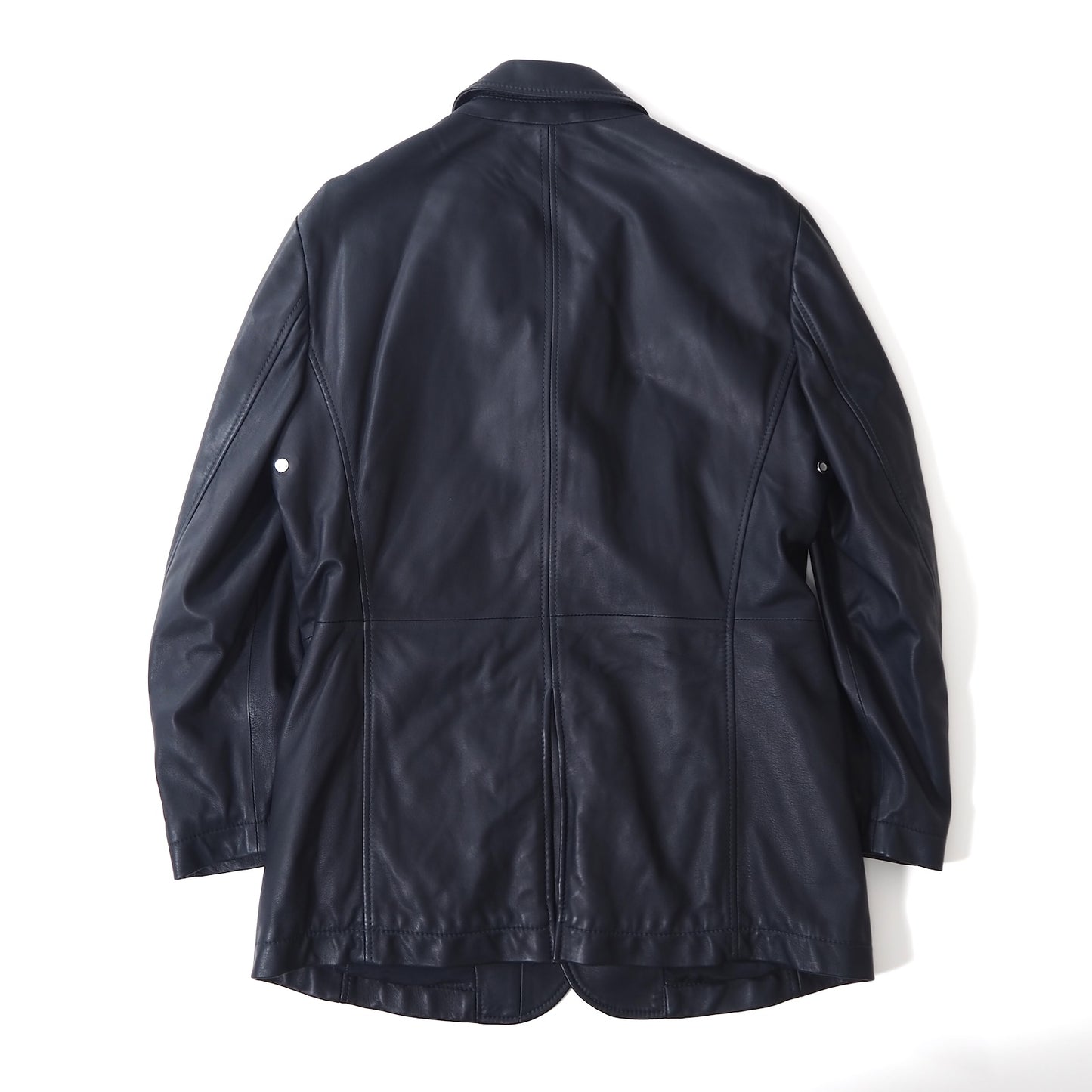 美品 ジョルジオアルマーニ GIORGIO ARMANI イタリア製 ラムレザー ジャケット 48 ダークネイビー メンズ 正規品 5-ZF058