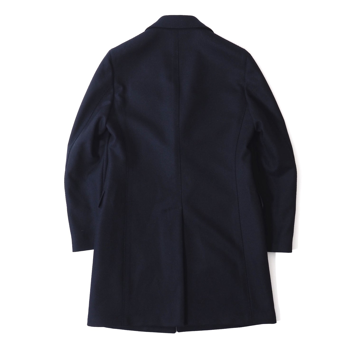 美品 ラルディーニ LARDINI イタリア製 ブートニエール付き ウール カシミヤ チェスター コート 46 ダークネイビー メンズ 正規品 5-ZF065