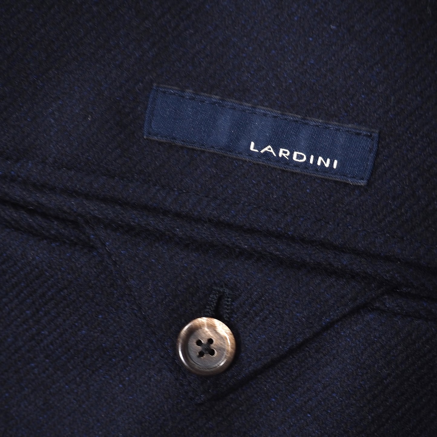 美品 ラルディーニ LARDINI イタリア製 ブートニエール付き ウール カシミヤ チェスター コート 46 ダークネイビー メンズ 正規品 5-ZF065