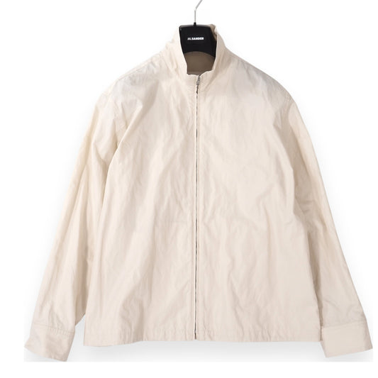 美品 ジルサンダー JIL SANDER 23SS スタンドカラー ジャケット ブルゾン 48 アイボリー メンズ 正規品 5-ZF069