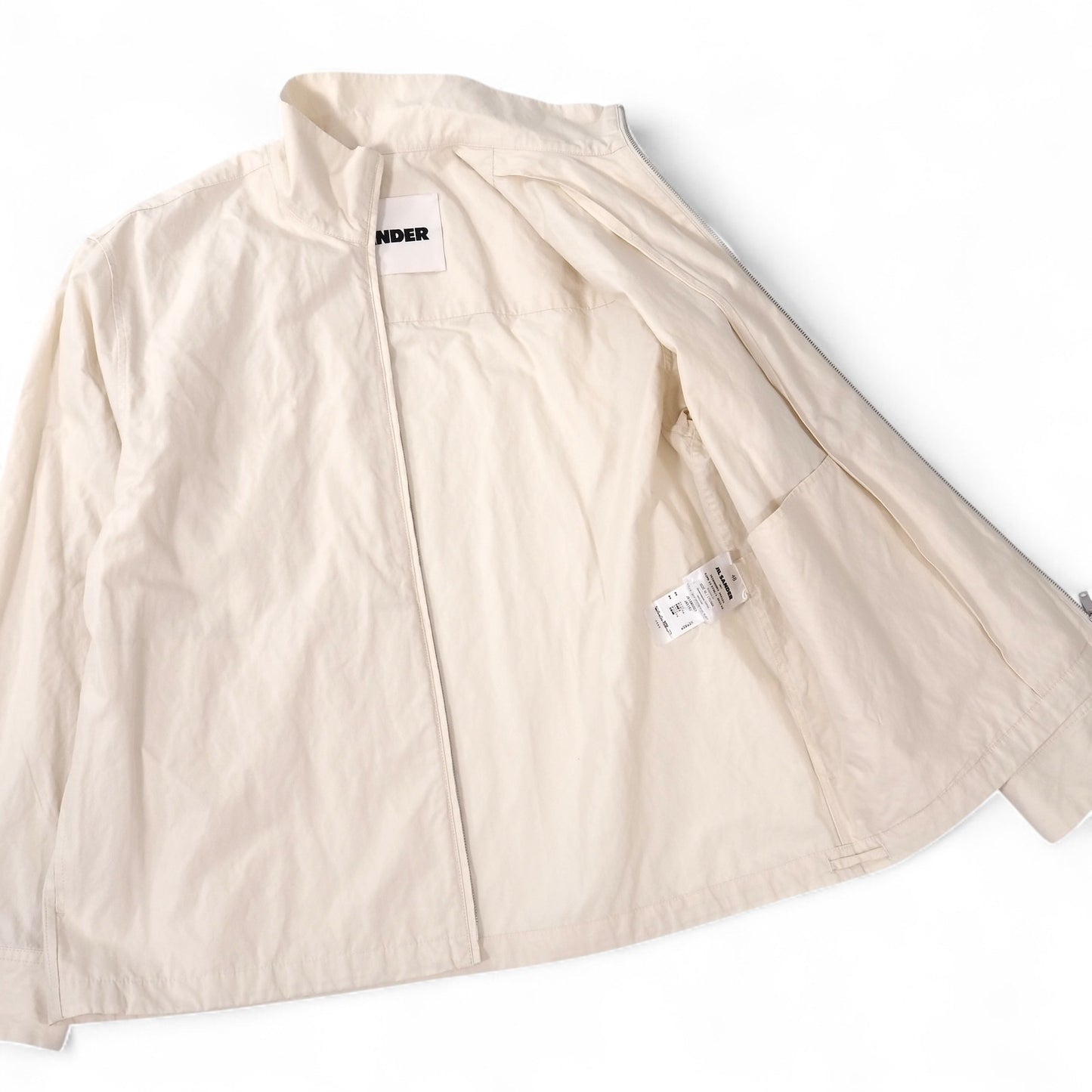 美品 ジルサンダー JIL SANDER 23SS スタンドカラー ジャケット ブルゾン 48 アイボリー メンズ 正規品 5-ZF069