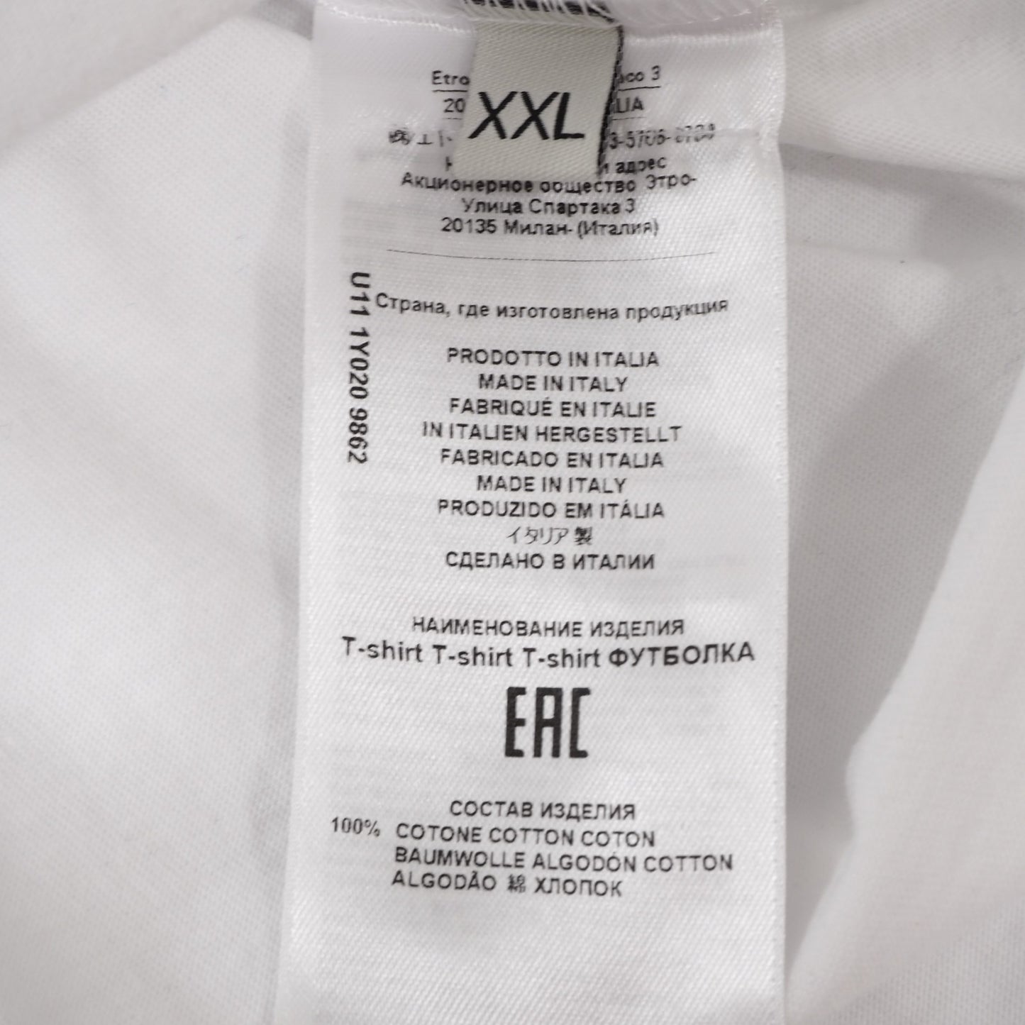 良品 エトロ ETRO イーグルプリント 半袖 Tシャツ カットソー XXL ホワイト メンズ 正規品 5-ZF092
