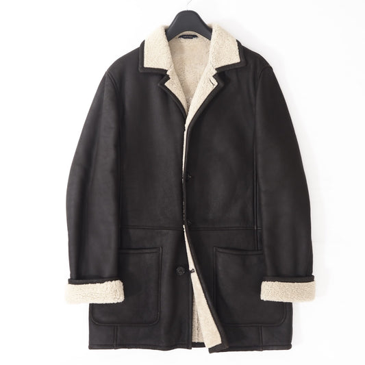 良品 ブルックスブラザーズ Brooks Brothers ラムレザー ムートン コート M ダークブラウン メンズ 正規品 5-ZFF324