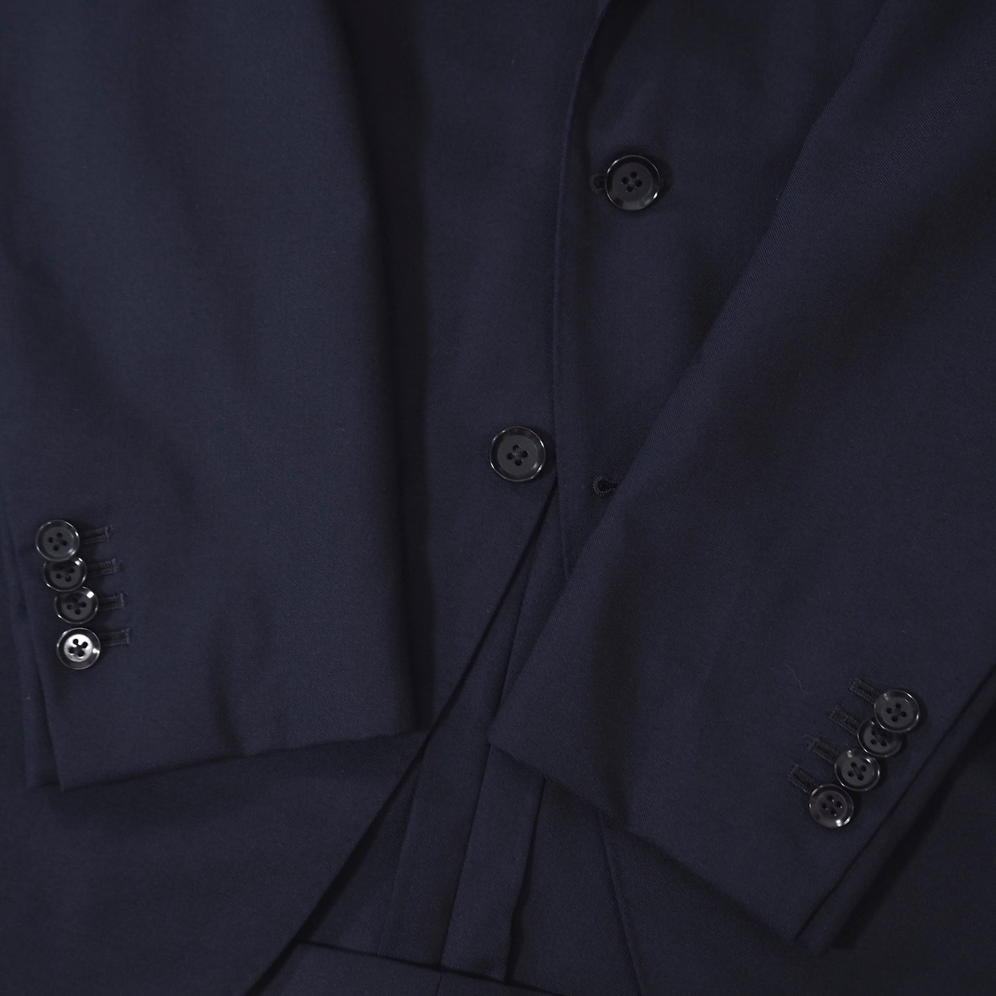 良品 リングジャケット RING JACKET カノニコ生地 ウール 背抜き アンコン セットアップ スーツ ジャケット パンツ 46 ネイビー メンズ 正規品 5-ZG008