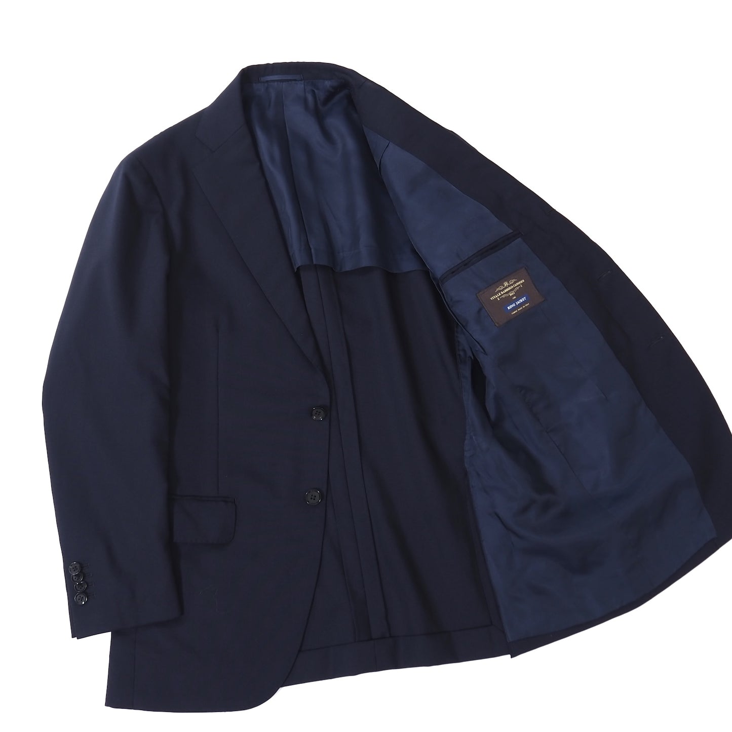 良品 リングジャケット RING JACKET カノニコ生地 ウール 背抜き アンコン セットアップ スーツ ジャケット パンツ 46 ネイビー メンズ 正規品 5-ZG008