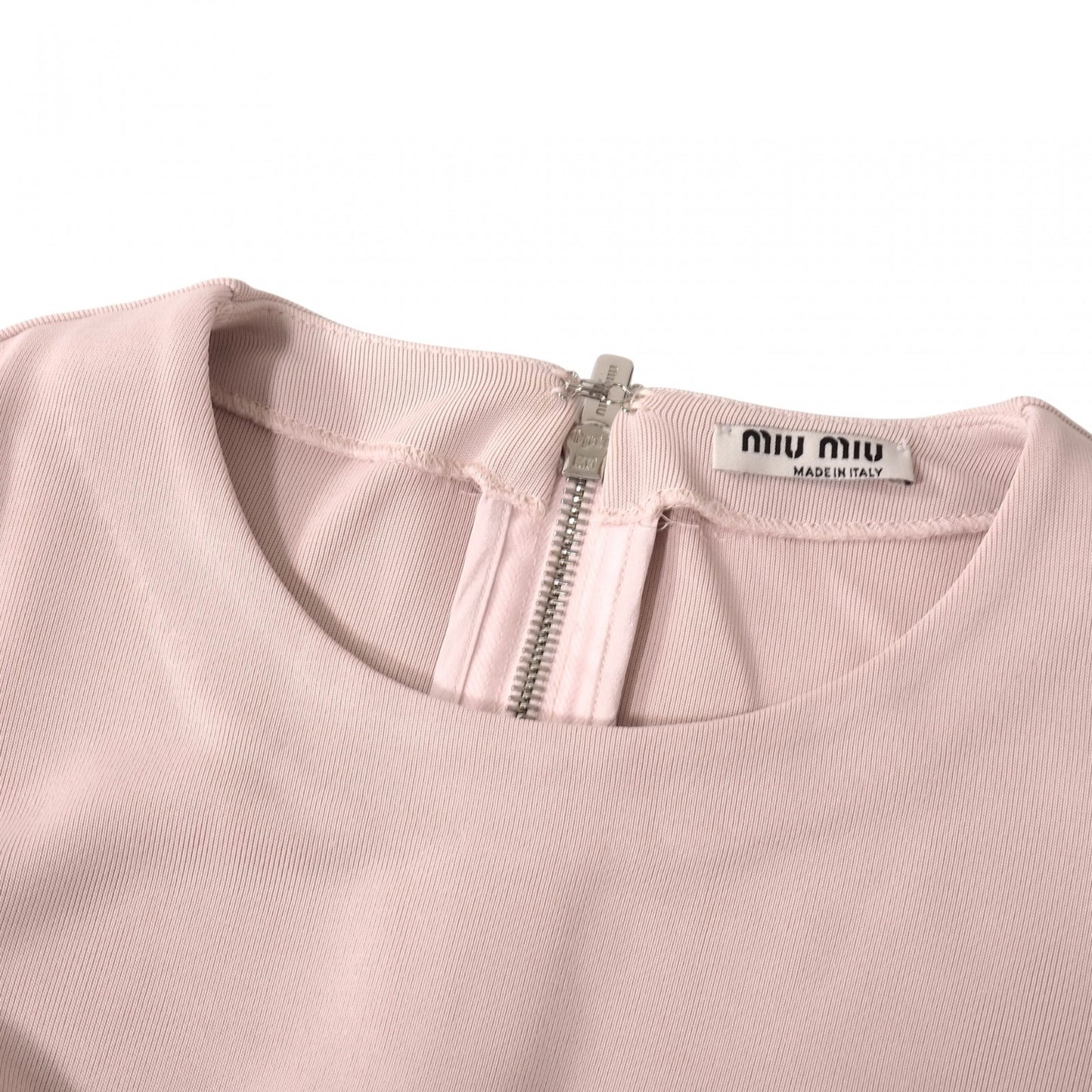 美品 ミュウミュウ MIU MIU フリル ストレッチ ワンピース M ライトピンク レディース 正規品 5-ZG015