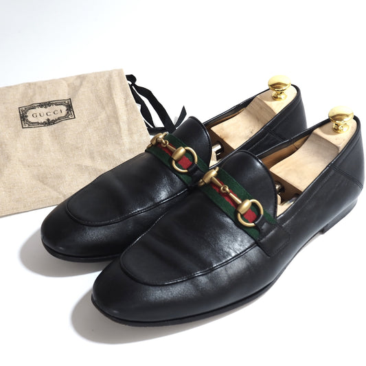 グッチ GUCCI シェリーライン レザー ホースビット ローファー 8 ブラック メンズ 正規品 5-ZG016