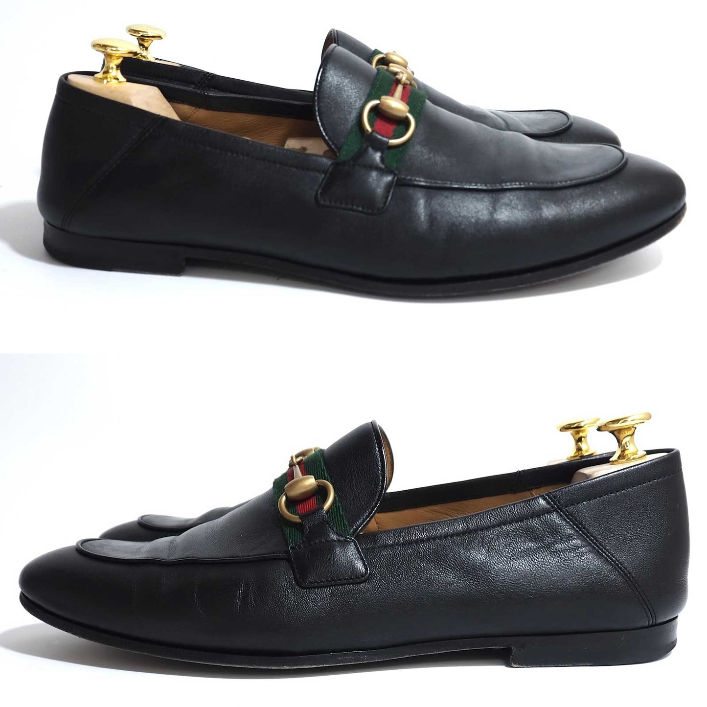 グッチ GUCCI シェリーライン レザー ホースビット ローファー 8 ブラック メンズ 正規品 5-ZG016