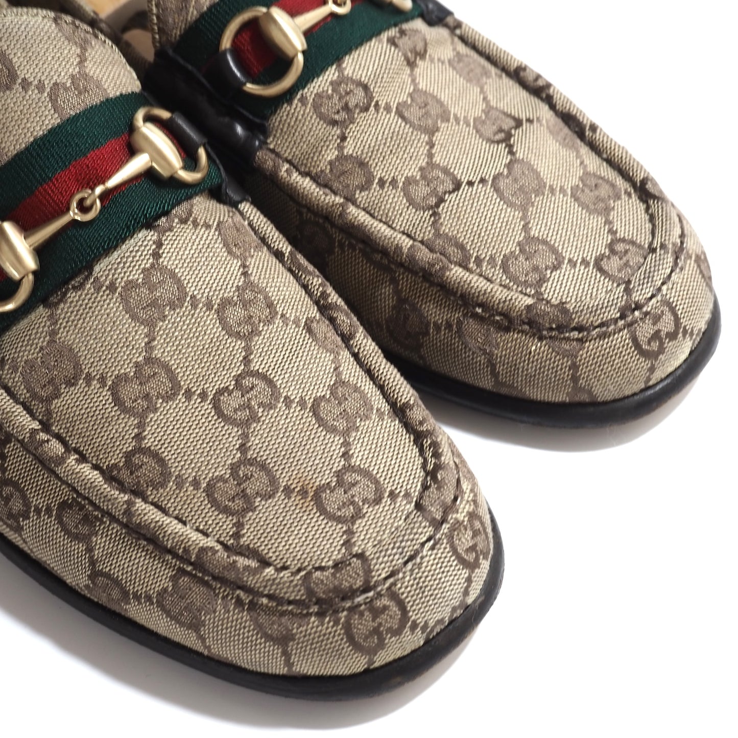 グッチ GUCCI GG柄 シェリーライン ホースビット ローファー キャンバス 41.5 ベージュ メンズ 正規品 5-ZG017