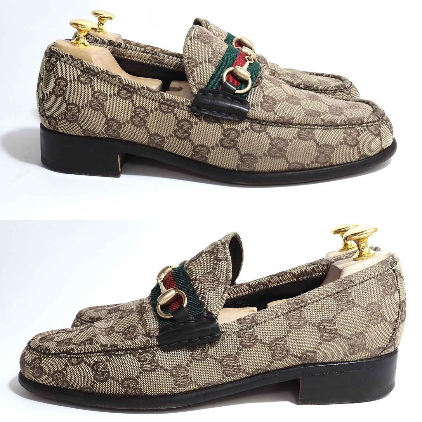 グッチ GUCCI GG柄 シェリーライン ホースビット ローファー キャンバス 41.5 ベージュ メンズ 正規品 5-ZG017