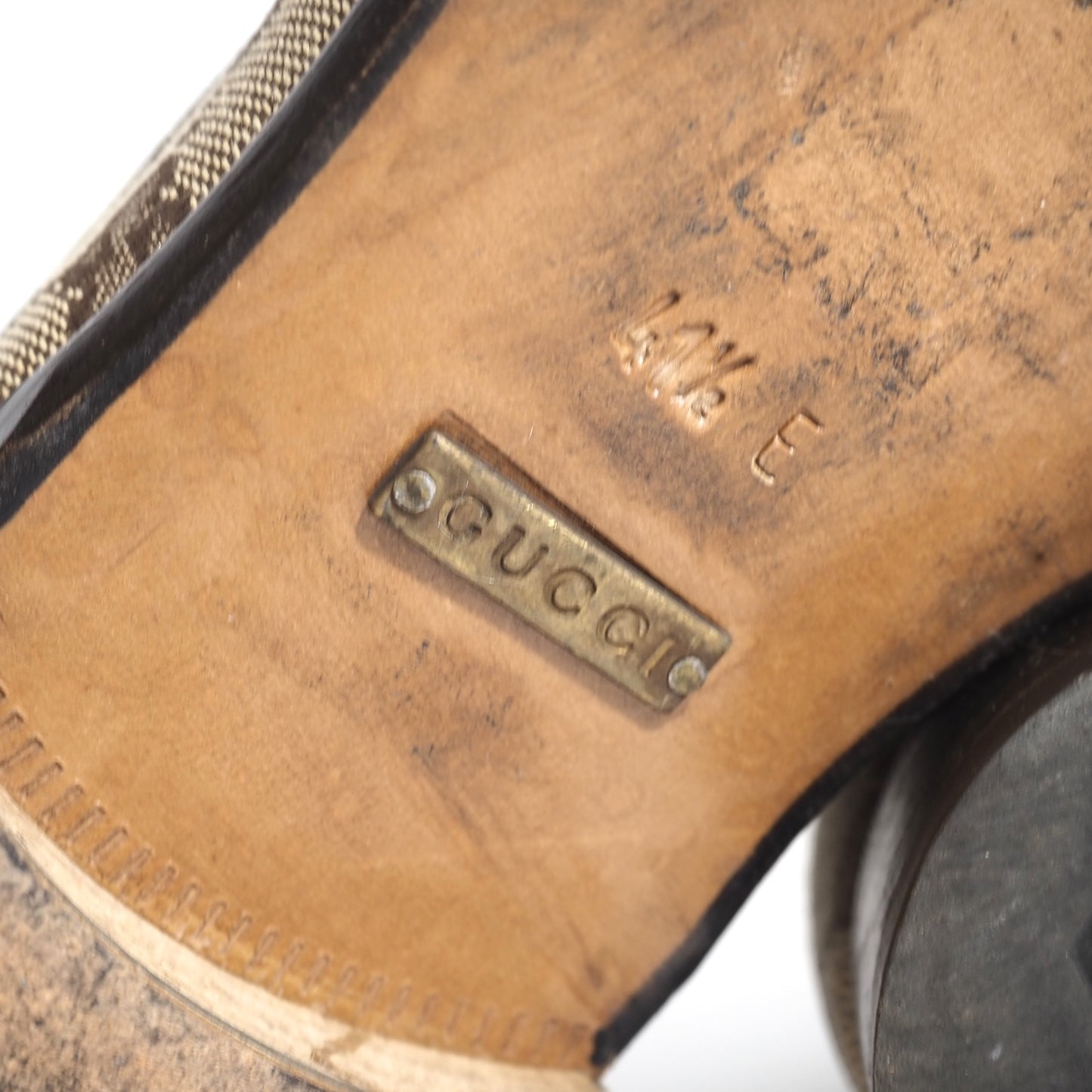 グッチ GUCCI GG柄 シェリーライン ホースビット ローファー キャンバス 41.5 ベージュ メンズ 正規品 5-ZG017