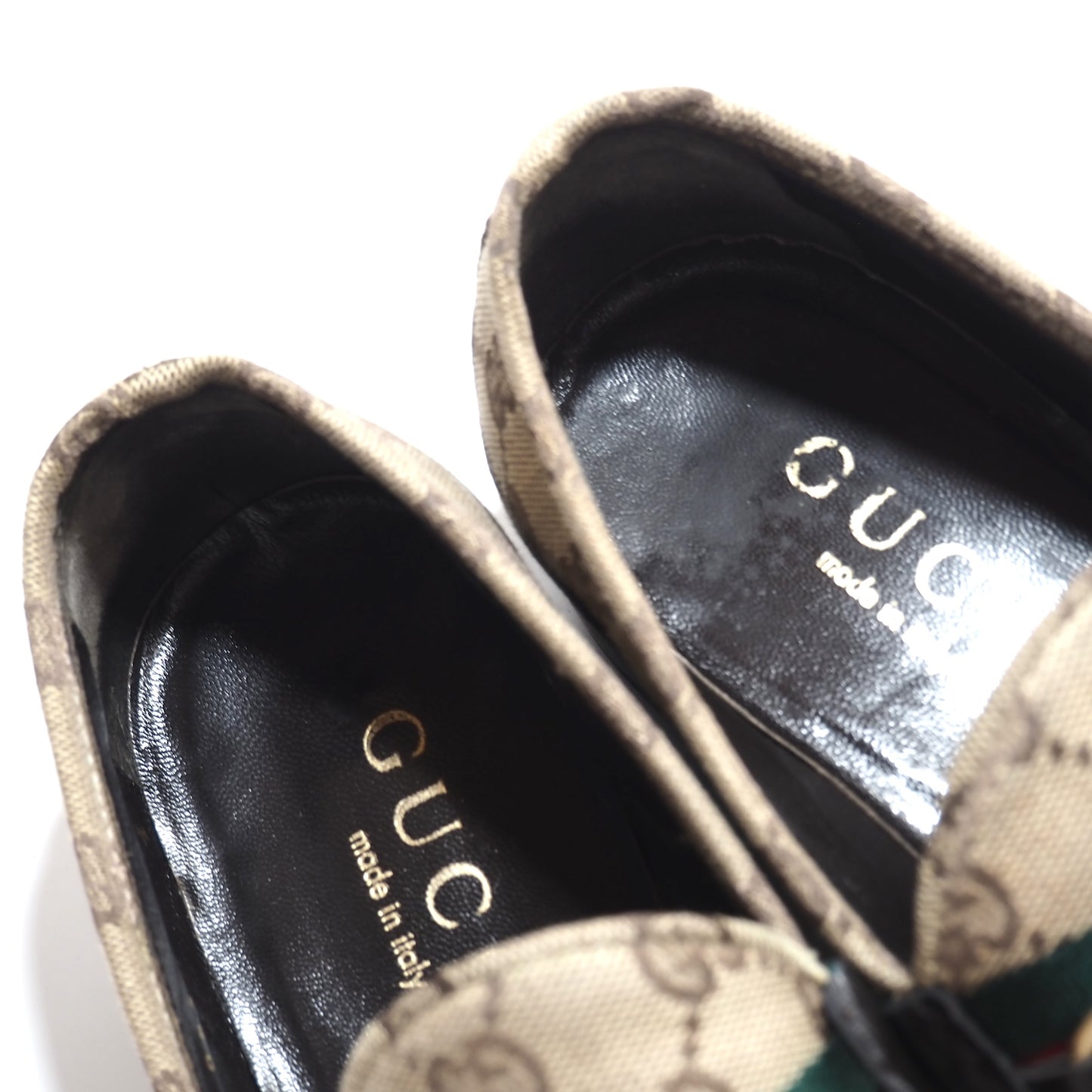 グッチ GUCCI GG柄 シェリーライン ホースビット ローファー キャンバス 41.5 ベージュ メンズ 正規品 5-ZG017